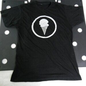 Ice Cream Cone Graphic T-Shirt Adult Size Small Black White Big Logo CRewneck